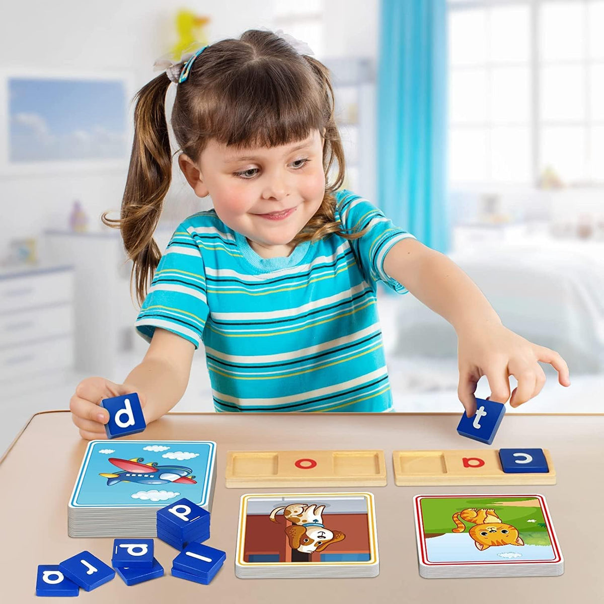 BAYSING Wooden Spelling Flash Cards