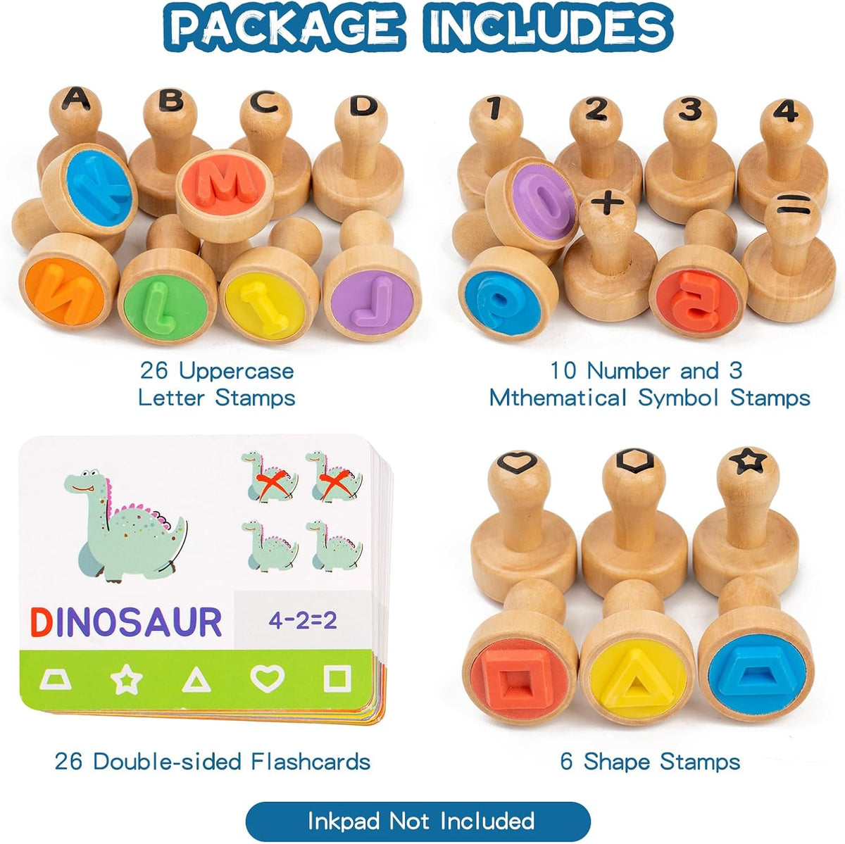 KDSFT Wooden Alphabet Number Stamps