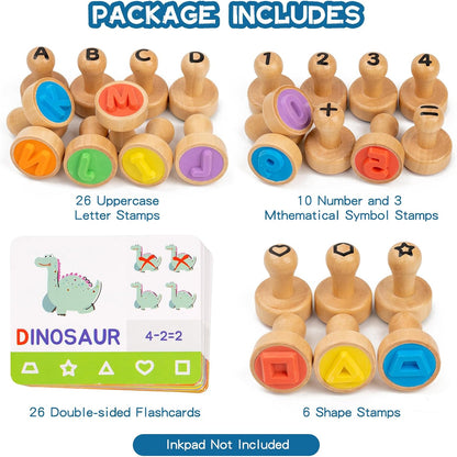 KDSFT Wooden Alphabet Number Stamps