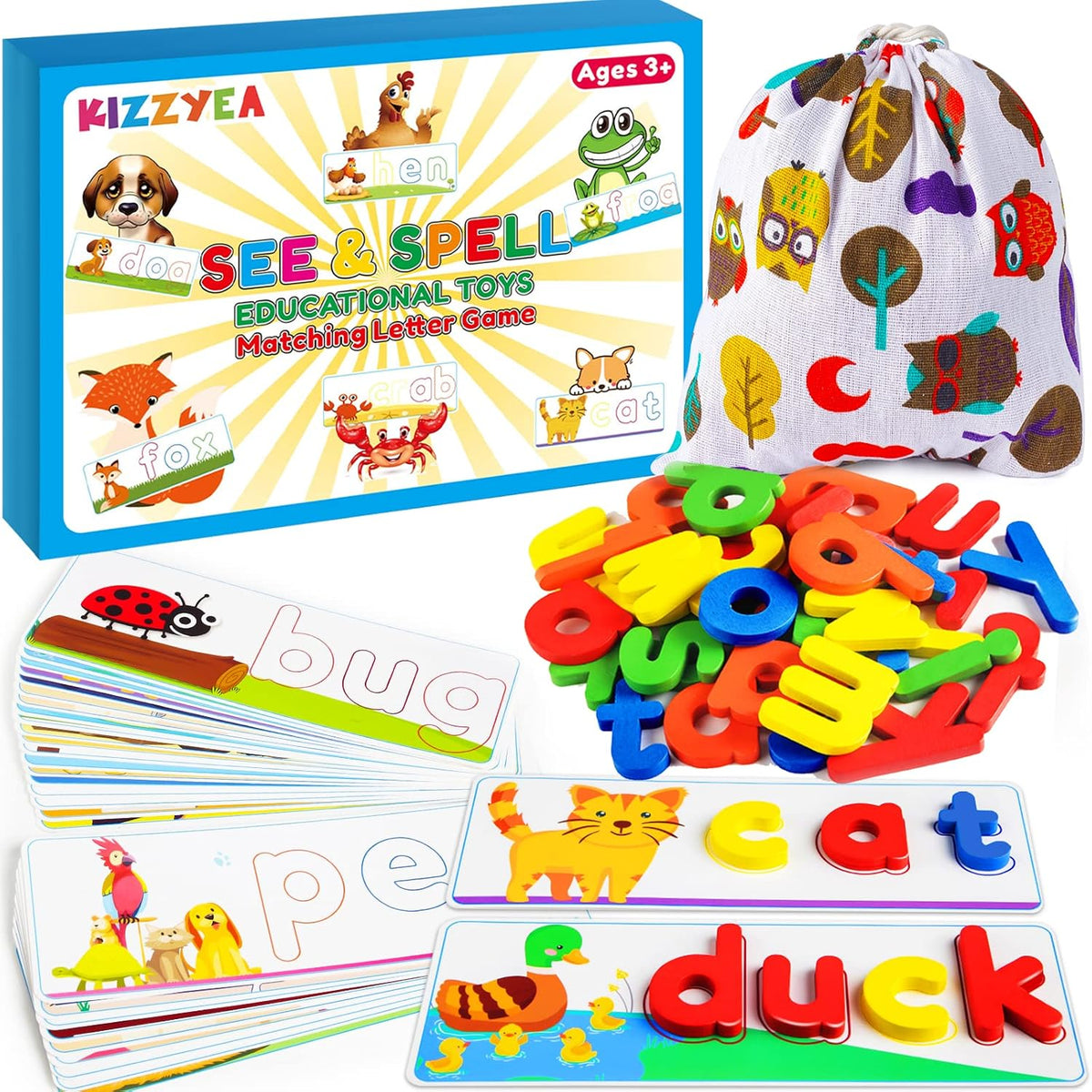 KIZZYEA CVC Spelling Cards