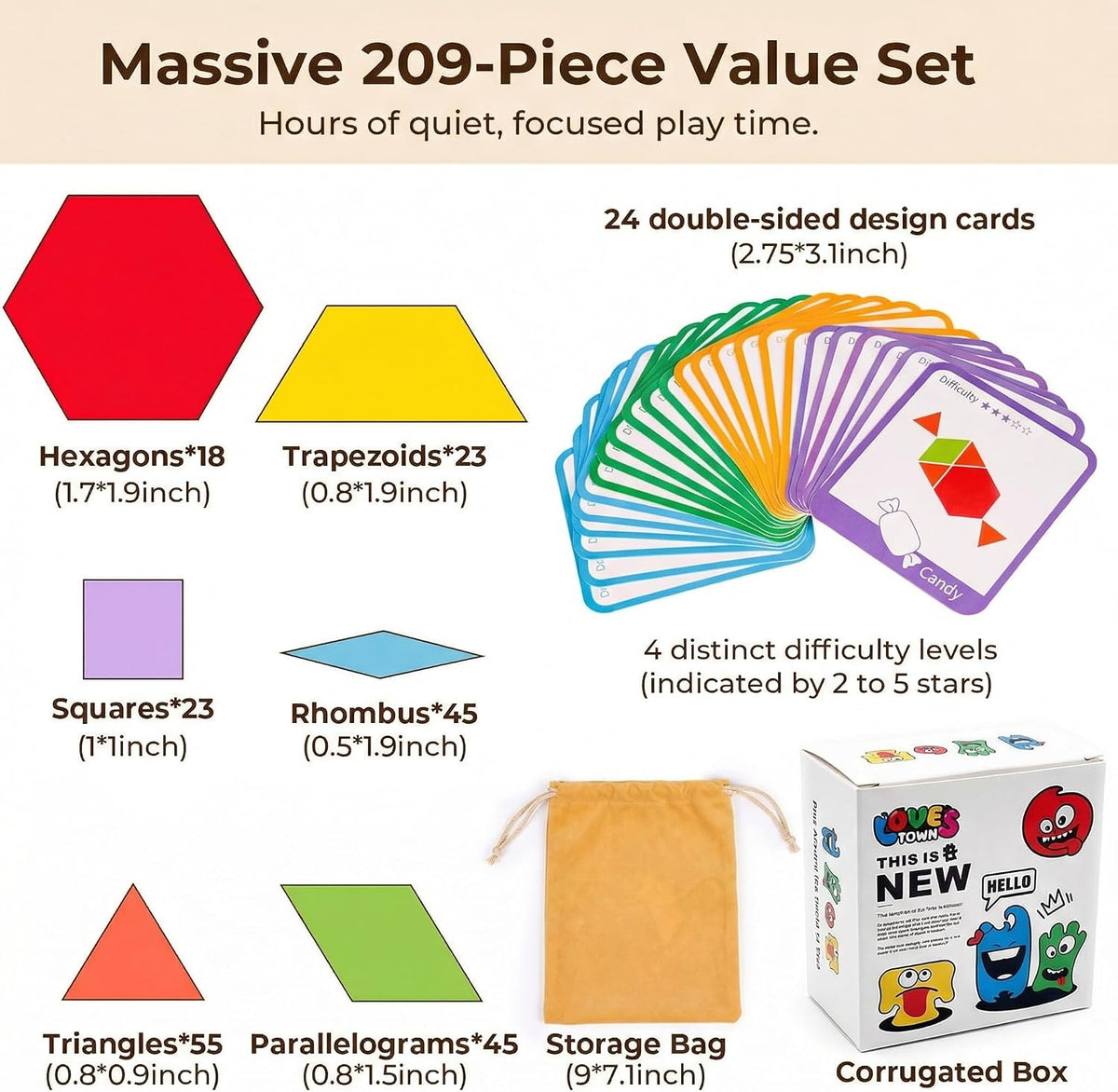LovesTown Wooden Pattern Blocks
