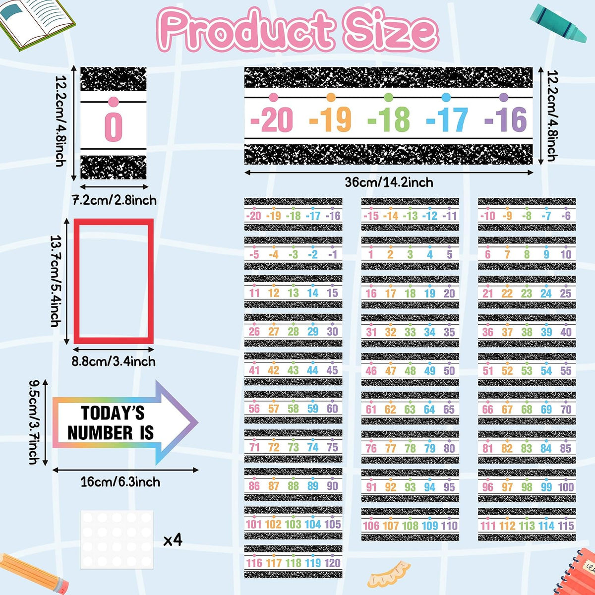 BeYumi Number Line Bulletin Board Set